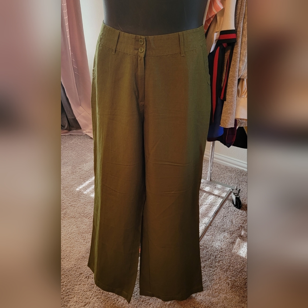 Linen Khaki Green Pants